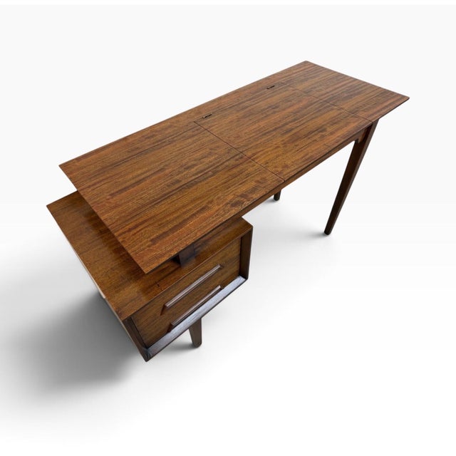 1950s Mid-Century Modern Drexel Perspective for Milo Baughman Walnut Desk Vanity Via For Sale - Image 5 of 11