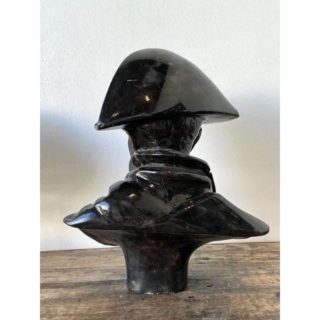 Vintage Glazed Terracotta Bust of Napoleon For Sale - Image 9 of 12