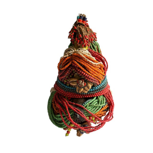 Vintage African Beaded Fali Namji Twin Fertility Dolls Cameroon 8.5" H For Sale - Image 4 of 5