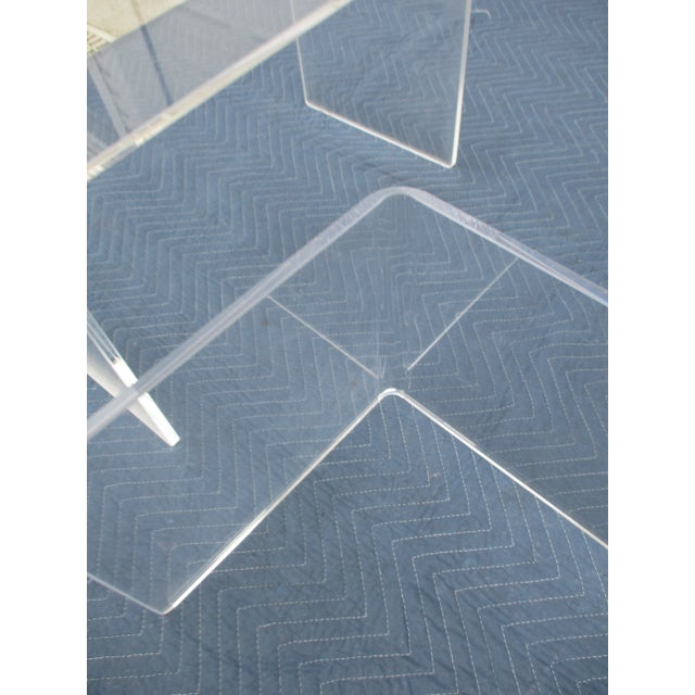 Lucite Acrylic Waterfall Side Tables -A Pair For Sale - Image 6 of 10