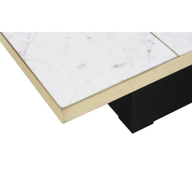 French Coffee Table in Marble and Brass by Paul Michel, 1970s For Sale - Image 9 of 13