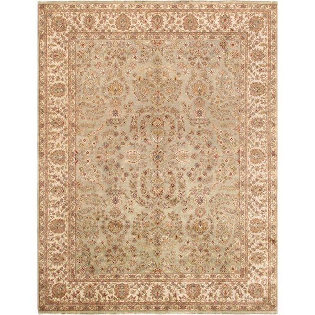 Textile Pasargad Home Tabriz Wool S. Green Area Rug, 8'10" X 11'11" For Sale - Image 7 of 7