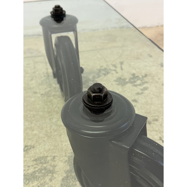 Gae Aulenti Tavolo Con Ruote Low Glass Coffee Table on Casters for Fontana Arte For Sale - Image 9 of 11