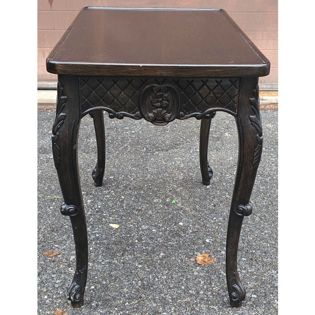 Late 20th Century Pair Louis XV Style Stained Carved Walnut Single Drawer Side Tables For Sale - Image 10 of 12