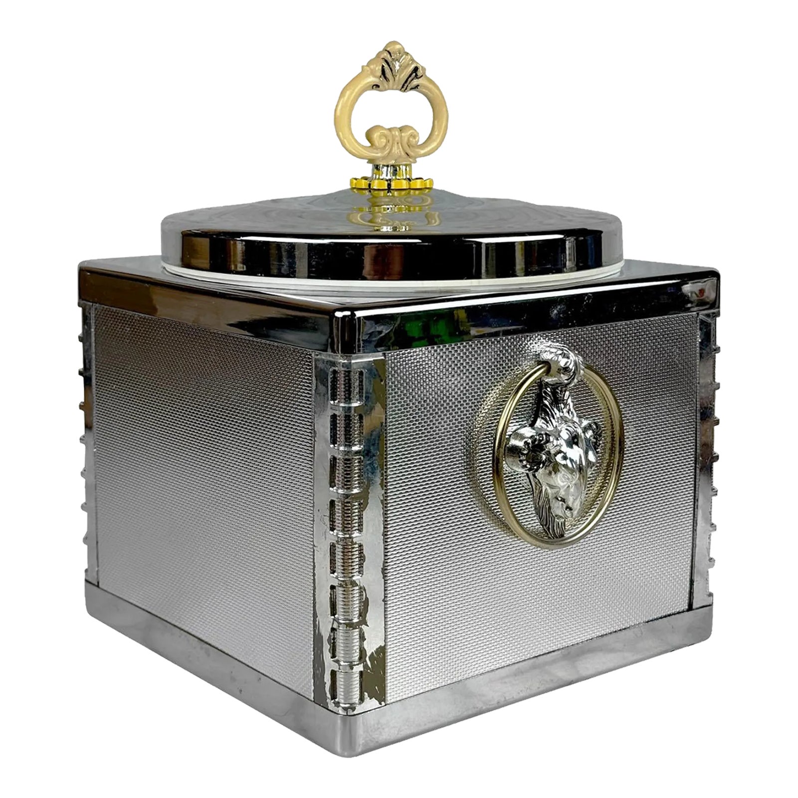 Vintage Victorian Chrome Figural Goat Square Ice Bucket W/ Tongs | Chairish