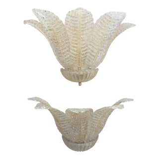 Transparent and Gold Murano Glass Tronchi Wall Sconces by Simoeng, Set of 2 For Sale