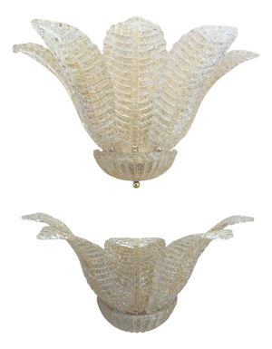 Transparent and Gold Murano Glass Tronchi Wall Sconces by Simoeng, Set of 2