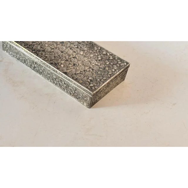 French Silver-Tone Metal Jewelry Box, 1970s For Sale - Image 6 of 13