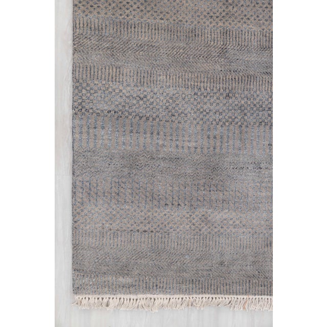 4' x 16' Savannah Hand Knotted Modern Grey Wool & Silk Rug For Sale - Image 10 of 17