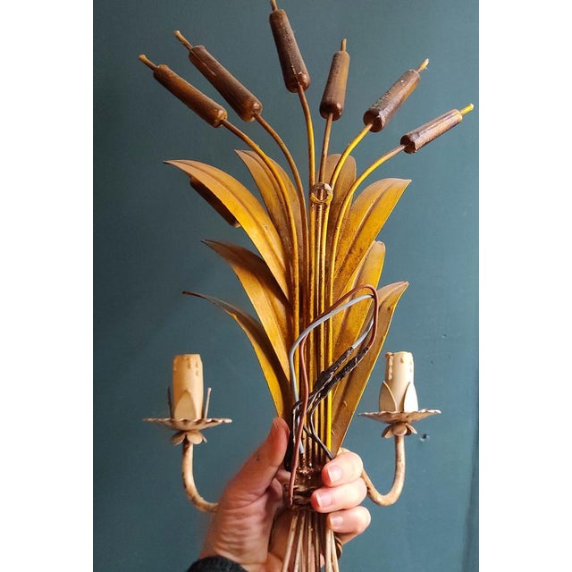 Vintage French Reeds-Shaped Wall Sconce For Sale - Image 6 of 7