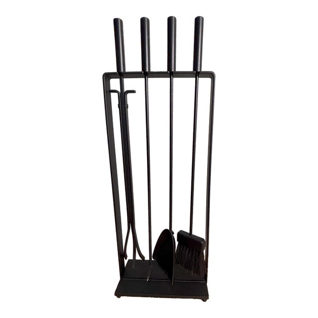 Midcentury Pilgrim Fireplace Tool Set in the Style of George Nelson- 4 Tools + Holder For Sale