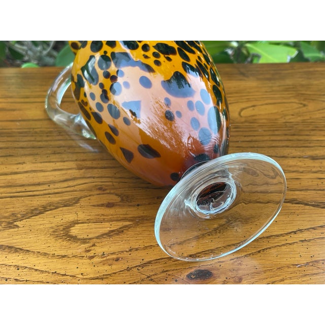 Vintage Italian Style Leopard Spot Art Glass Pitcher For Sale - Image 12 of 12
