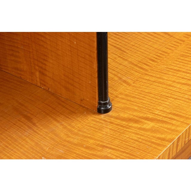 Vintage Art Deco Bookcase in Flamed Maple and Ebonized Wood, Italy, 1970s For Sale - Image 3 of 8