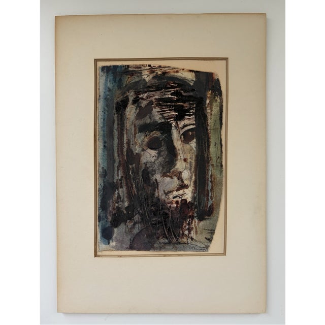 Modern Mid-Century Portrait Oil Painting For Sale - Image 3 of 6