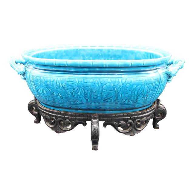 Oval Ceramic Planter by Théodore Deck For Sale