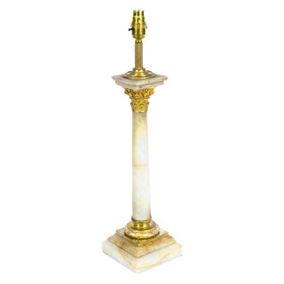 Victorian Ormolu Mounted Onyx Corinthian Column Table Lamp, 19th Century For Sale