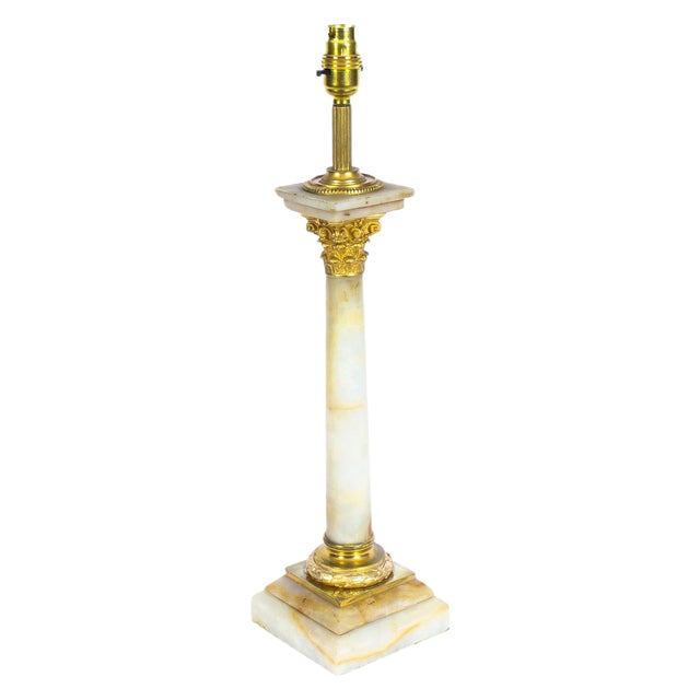 Victorian Ormolu Mounted Onyx Corinthian Column Table Lamp, 19th Century For Sale