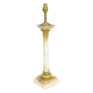 Victorian Ormolu Mounted Onyx Corinthian Column Table Lamp, 19th Century
