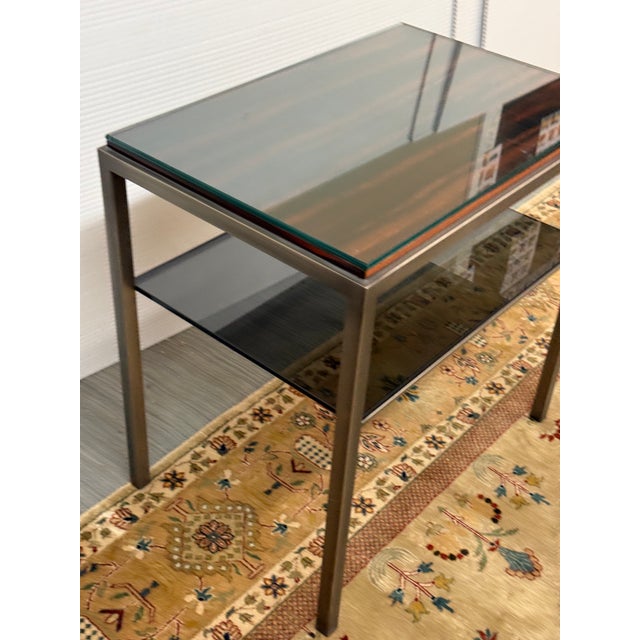 Macassar Ebony/Smoked Glass Side Table For Sale - Image 9 of 12