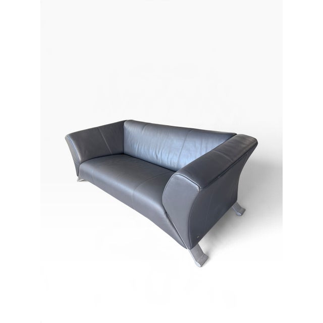 322 Black Two-Seater Leather Sofa from Rolf Benz, 2000s For Sale - Image 4 of 8