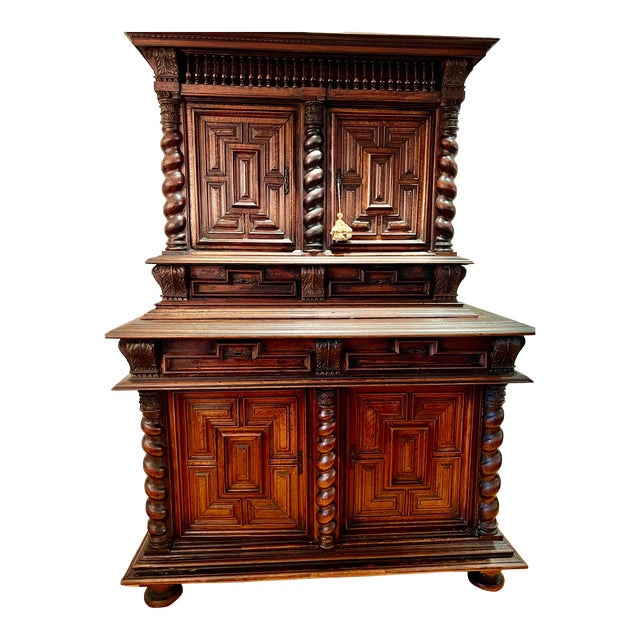 Early 18th Century Early Carved Walnut Duex Corps Buffet For Sale