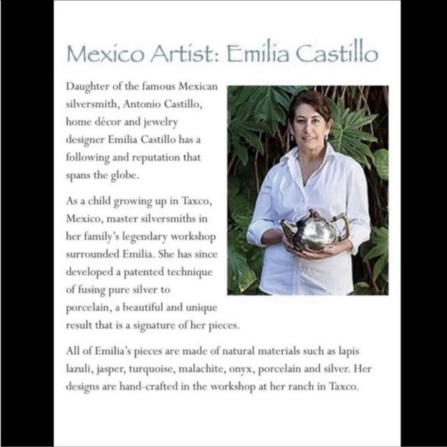 Vintage 1990s Emilia Castillo Mexican Silver Ceramic Toucan Cups Saucers Sets - Set of 6 For Sale - Image 10 of 10