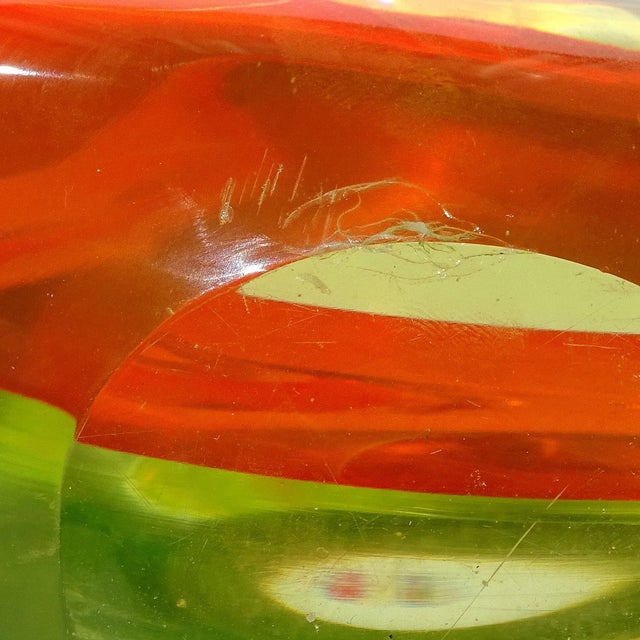 Vintage Cenedese Murano Yellow Orange Uranium Uv Reactive Gold Flecks Italian Art Glass Bird Sculpture For Sale - Image 10 of 10