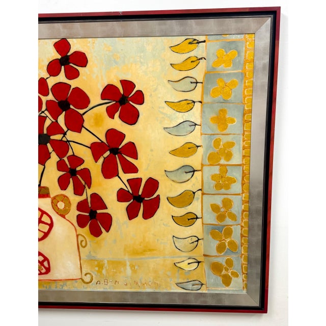 Monumental Original Avi Ben Simhon Floral Still Life, Oil & Enamel on Canvas For Sale - Image 12 of 18