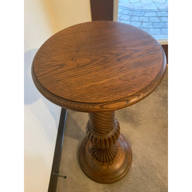 Brown Beautiful Spiral Oak Plant Stand For Sale - Image 8 of 10