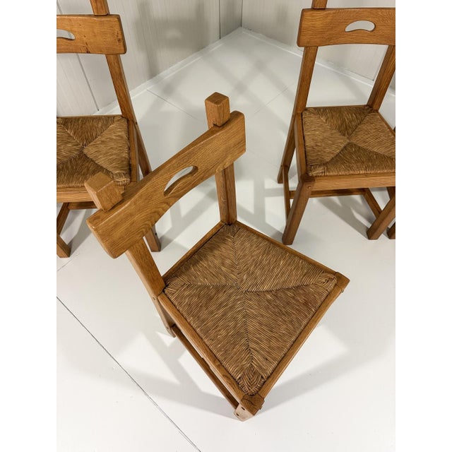 Rustic Blonde Oak Dining Chairs, 1960s, Set of 6 For Sale - Image 10 of 18