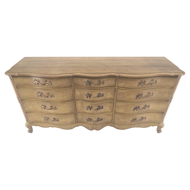 Pickled Solid Cherry Country French 12 Drawers Long Dresser Credenza MINT!