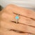 Genuine Cabochon Turquoise Diamond Halo Split Band Ring in 14K White Gold featuring natural turquoise of 0.38 carats and...