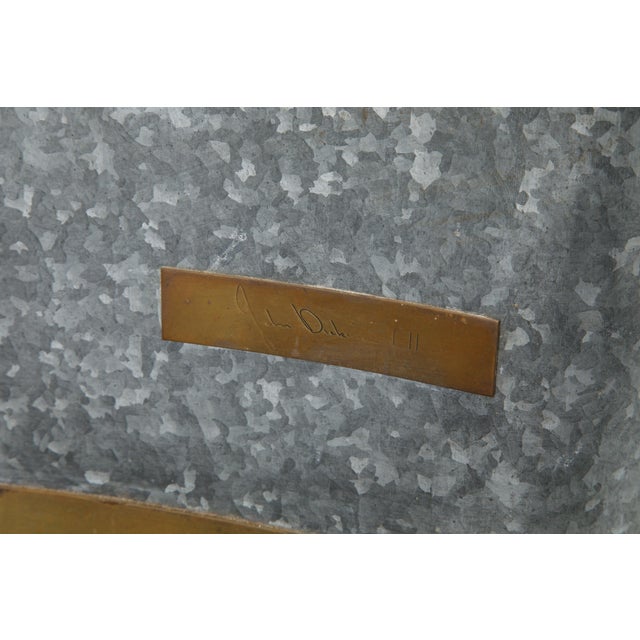 Modern Original Production John Dickinson Galvanized Steel Drape End Table, Signed For Sale - Image 3 of 12