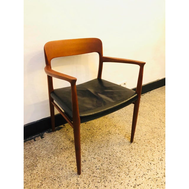 Teak & Leather Dining Chair by N.O. Møller for J.L. Møllers, 1950s For Sale - Image 10 of 15