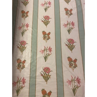 Schumacher's Servilia Stripe Glazed Cotton Fabric in Aqua - 3+ Yard Piece For Sale