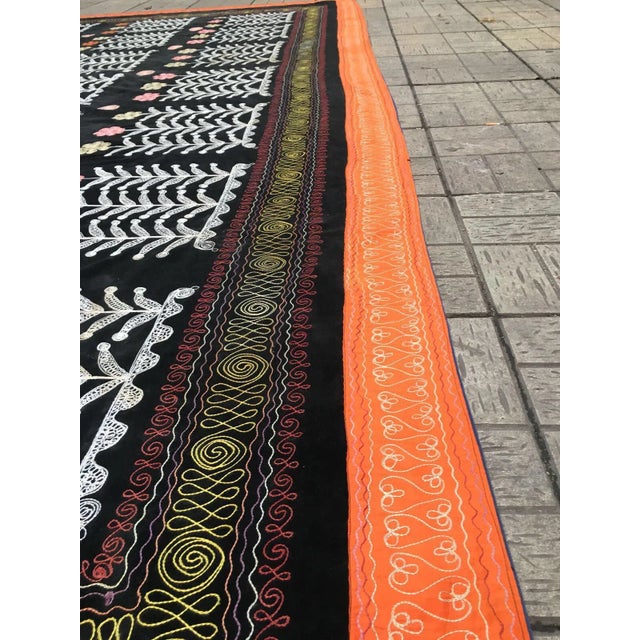 Oversized Vintage Suzani Table Cover For Sale In Los Angeles - Image 6 of 7