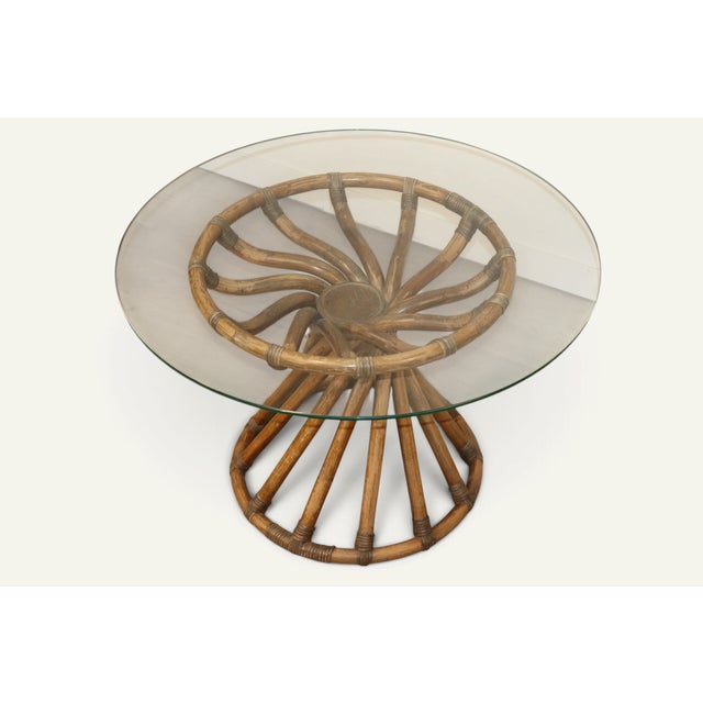 Bamboo and Glass Table by Bernard Govin for Eguizier, 1970s For Sale - Image 4 of 18