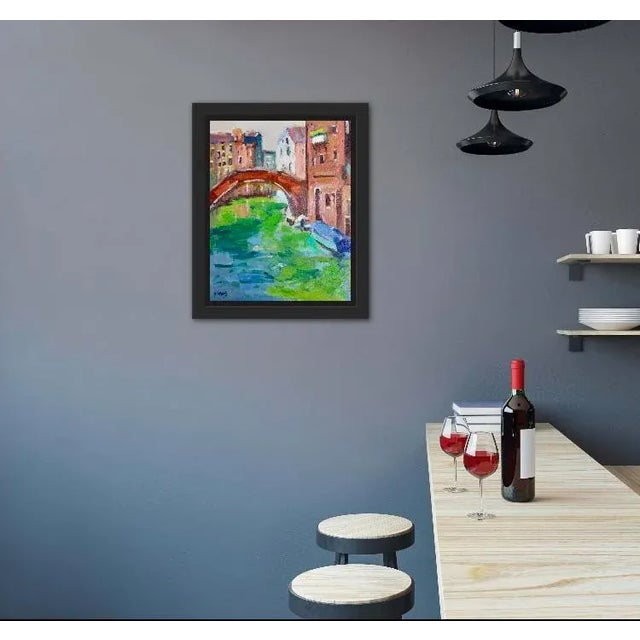 Quiet Places & Cityscapes — Venetian Bridge Original oil painting by L. Haas, 14 x 18 in unframed linen panel, signed. A...