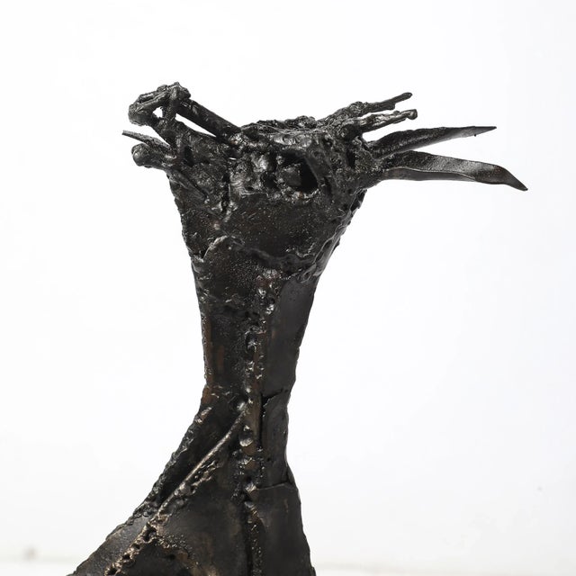 Mid-Century Brutalist Welded Bronze Sculpture of a Leaping Goat on Wood Base For Sale - Image 13 of 18