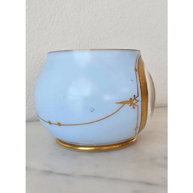 Robin's Egg Blue 19th Century Victorian Blue Opaline Milk Glass Dresser Cachepot Table Bowl For Sale - Image 8 of 12