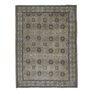 1970s Vintage Persian Handmade Wool Cotton Beige Area Rug For Sale