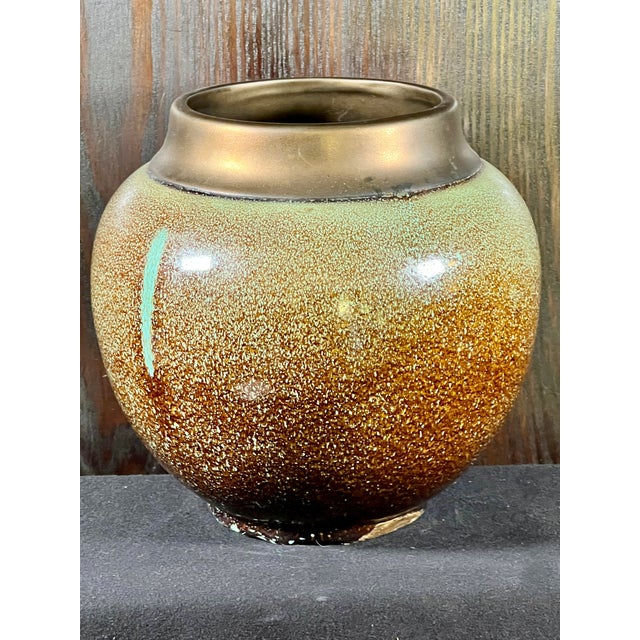 Mid 20th Century Vintage MCM Ceramic Art Vase With Speckled Glaze For Sale - Image 5 of 10