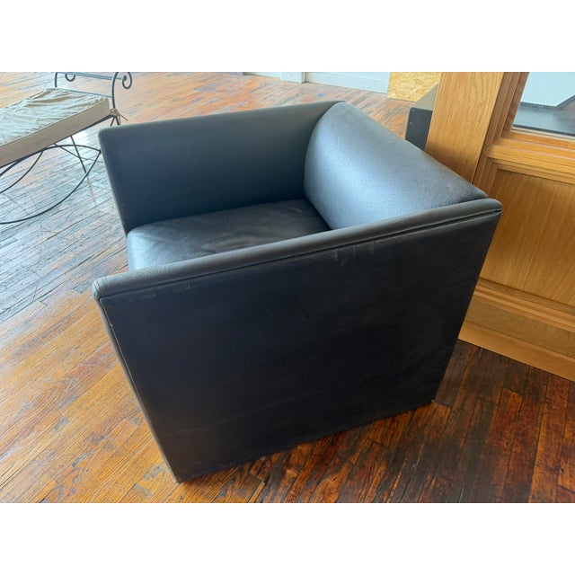 Animal Skin Gary Lee for Niedermeier Black Leather Architectural Armchair, Mid-1990s For Sale - Image 7 of 13