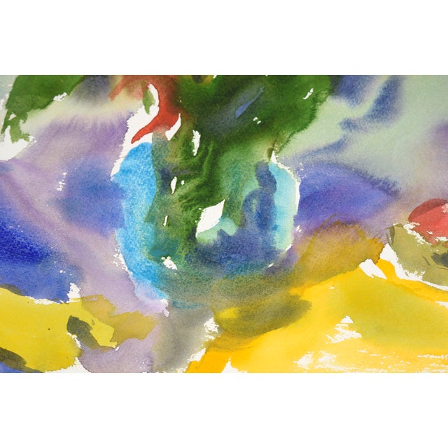 Abstract Still Life With Bouquets and Fruit in Watercolor on Paper by Les Anderson For Sale - Image 4 of 5