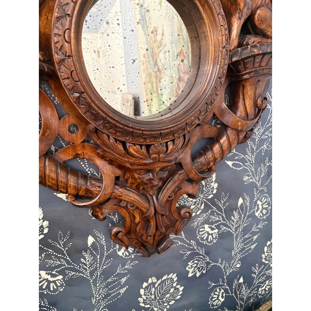 19th Century 19th Century French Black Forest Style Carved Griffin Mirror For Sale - Image 5 of 12