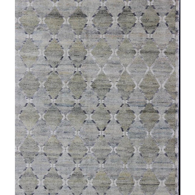 Gray Geometric Scandinavian Piled Rug by Keivan Woven Arts , 9'2 X 11'10 For Sale - Image 4 of 12