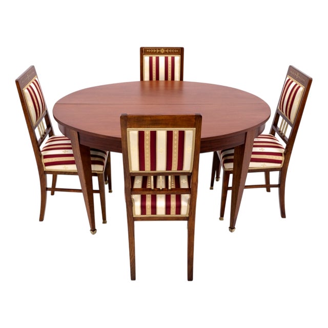 French Empire Table with Chairs, Set of 5 For Sale