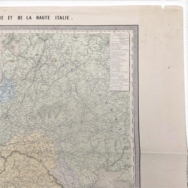 1866 Original French Strategic Military Map of Germany & Upper Italy, Hand-Colored For Sale - Image 4 of 11