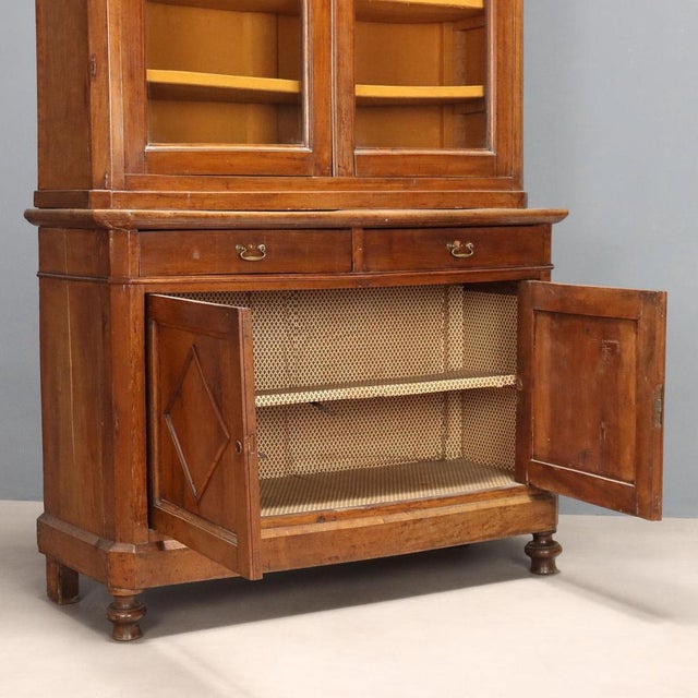 Brown Antique Italian Bookcase in Walnut, 1800s For Sale - Image 8 of 11