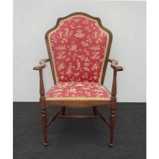 Vintage French Country Side Chair W Rose Color Oriental Asian Influence Fabric For Sale - Image 13 of 13